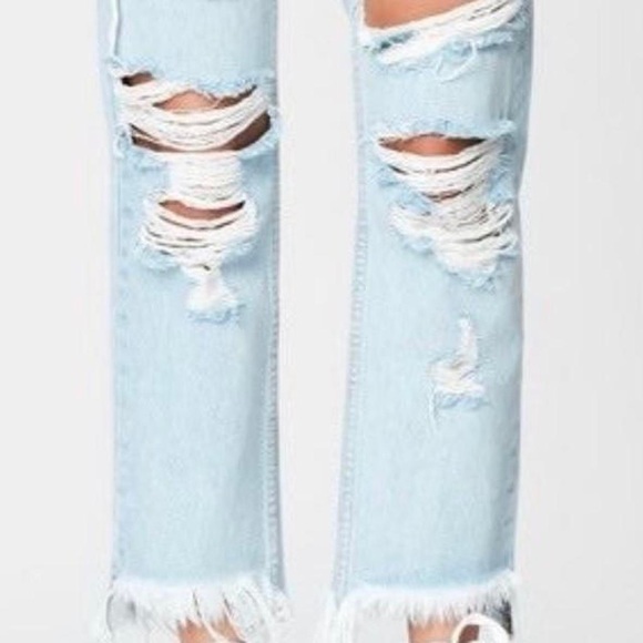 LFthebrand ripped blue jeans w thigh strap detailing. So freakin cute. Sold out - Picture 2 of 2